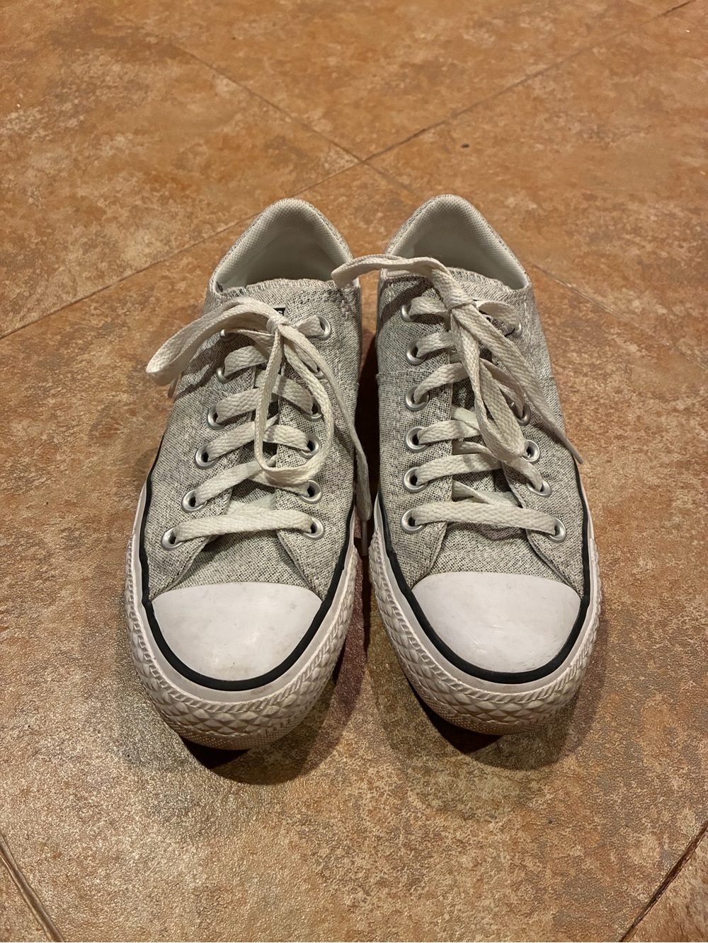 Converse Low-Top Canvas Sneakers in Light Gray and White